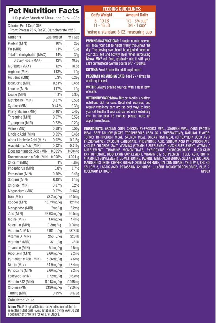 Meow Mix : Original Choice Dry Cat Food, 22 lb Bag - Image 7