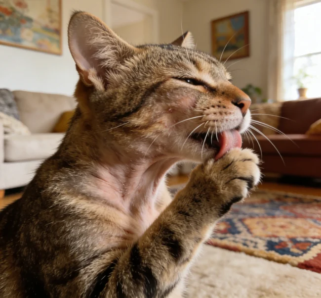 What are signs of food allergies in cats?