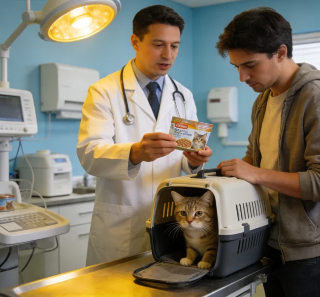 What do vets recommend for wet cat food?